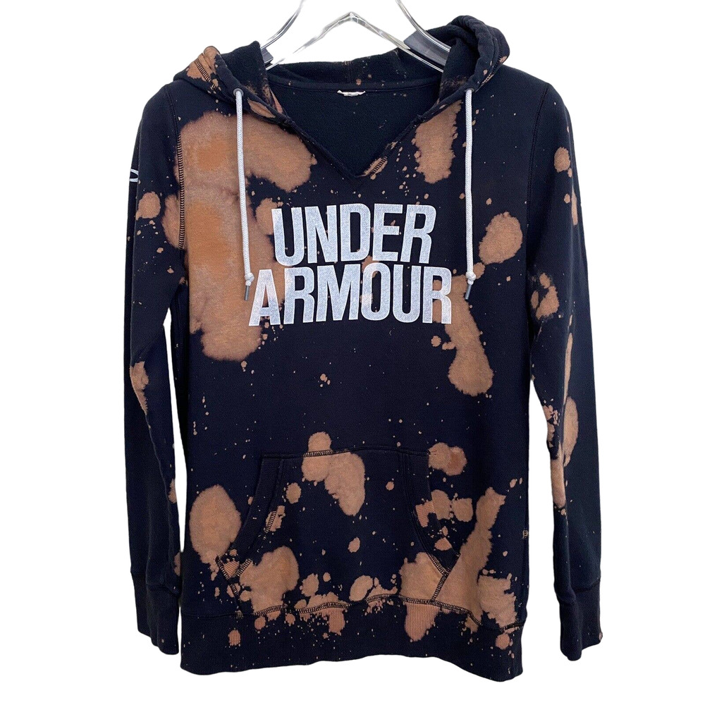🌵 Under Armour Unisex Upcycled Bleached Spellout Hoodie Sweatshirt - Size Small